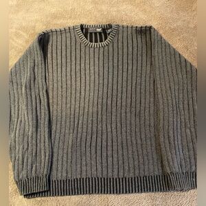 Arrow Vintage Men’s Crewneck Grey/Black Stripe Sweater, Sz L